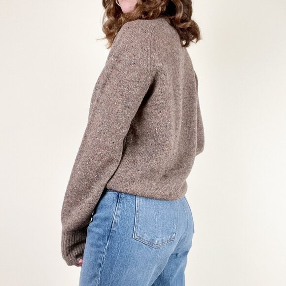 Vintage Speckled 100% Wool Knit Oversized Sweater Minimalist Old Money Academia - Picture 3 of 6